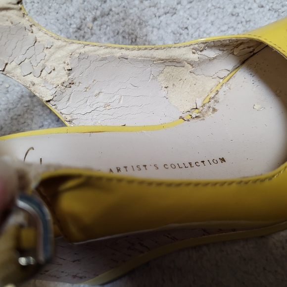 Franco Sarto Yellow Safari Wedge Sandals with Slingback Strap - Size 5.5M - Picture 6 of 6